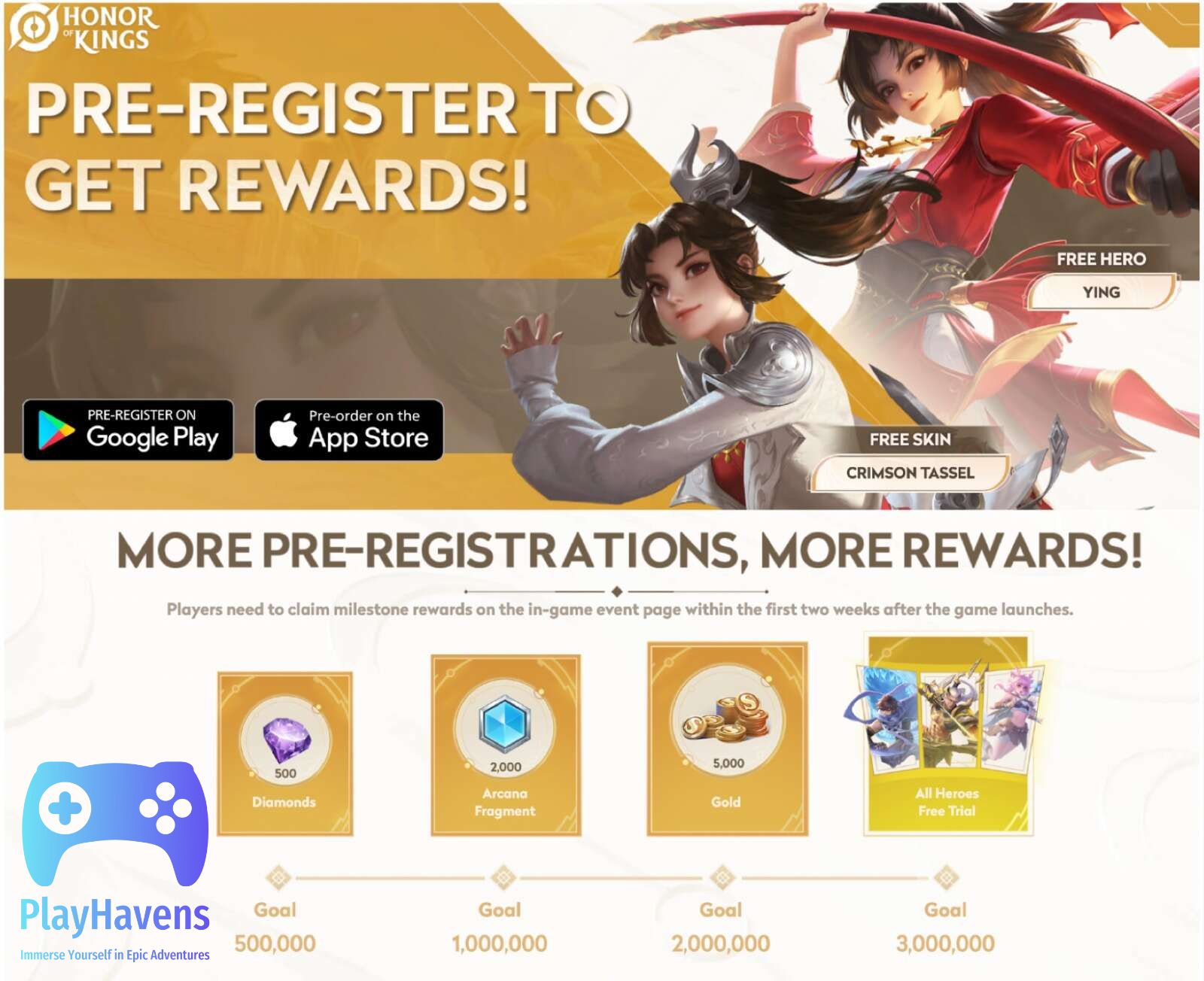 Rewards for honor of king Pre-Registered Players